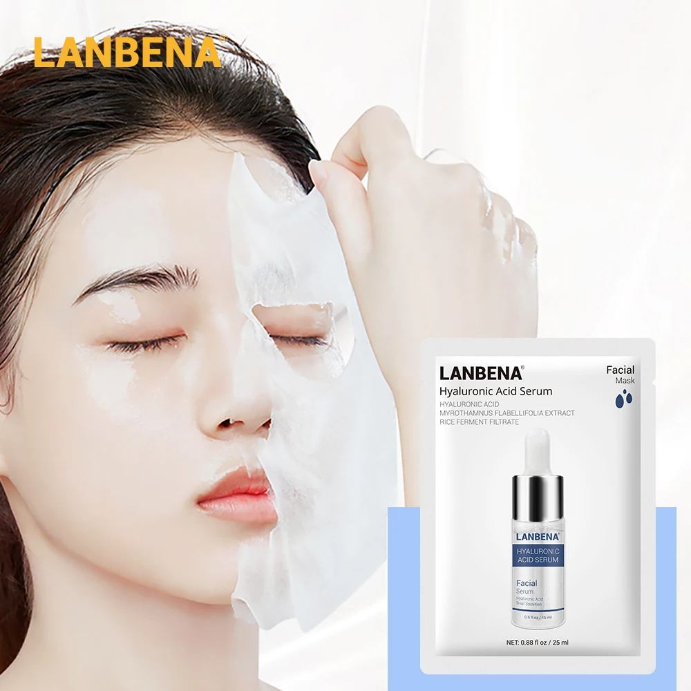 LANBENA Face Mask Hyaluronic Acid Serum Facial Moisturizing Whitening Skin Care Anti Acne Oil Control Sheet |