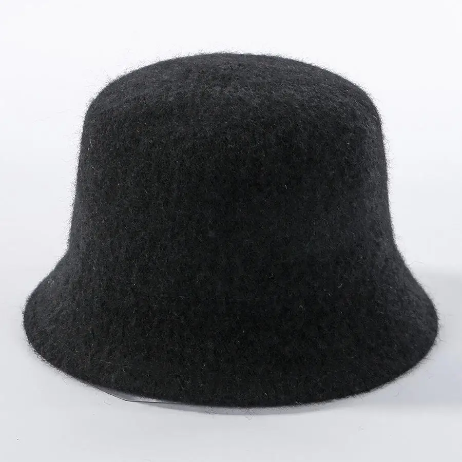 COKK, новинка, шерстяная вязаная Панама, шапка для женщин, зимние шапки для женщин, одноцветная шапка в рыбацком стиле, женская простая мягкая шапка в Корейском стиле - Цвет: Black