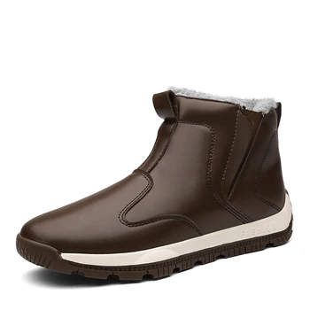

Men Snow Boots 2020 Keep Warm Winter Men Ankle Boots Leather Fashion Casual Men Winter Shoes Men's Fur Boot Shoes