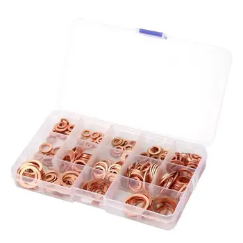 

280/150pcs Solid Copper Washer Flat Ring Gasket Sump Plug Oil Seal Fittings Plastic Washers Set Gasket Ring Kit