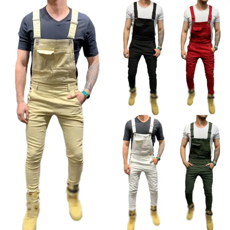 

Mens Denim Jeans Dungarees Overalls Jumpsuit Slim Fit Fashion Bib Pants Casual Trousers Korean Clothes Jumpsuit men 2019 New