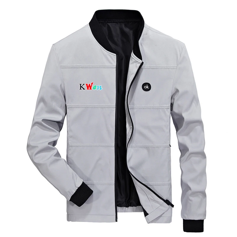 Мужские куртки повседневные однотонные весенне-осенние пальто мужские спортивные Бейсбольные тонкие куртки мужские куртки-бомберы 4XL - Цвет: Grey