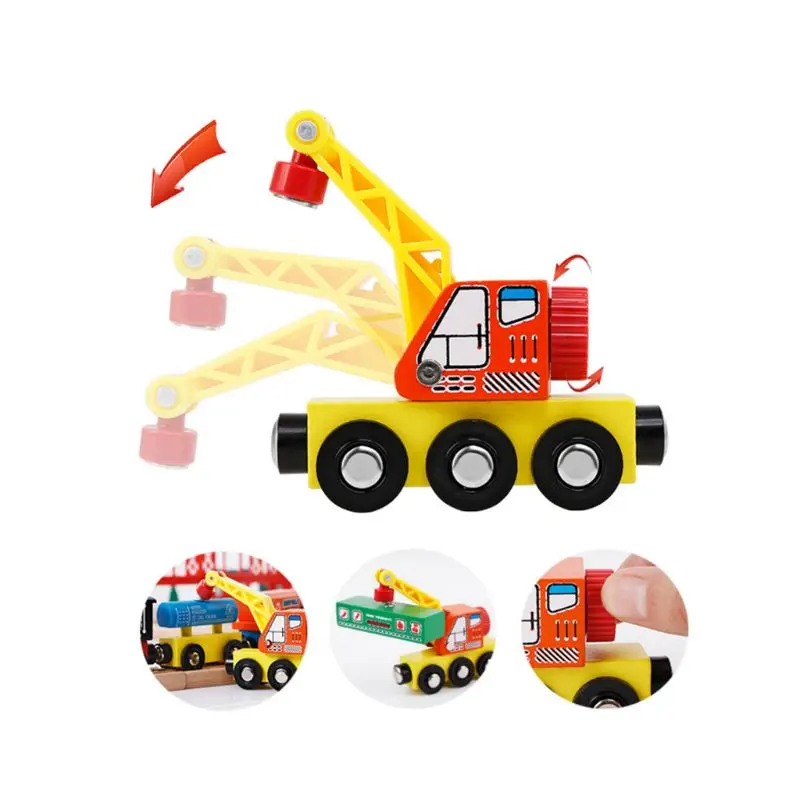 Магнитный Деревянный Кран транспорт трек Детские Обучающие Детские игрушки подарок