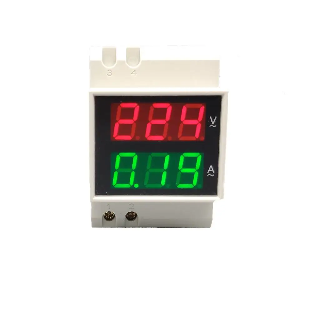 Goede Din Rail Dual Led Display Spanning En Stroom Meter Din Rail Voltmeter Ampèremeter Bereik Ac 80 300V 0.1 99.9A