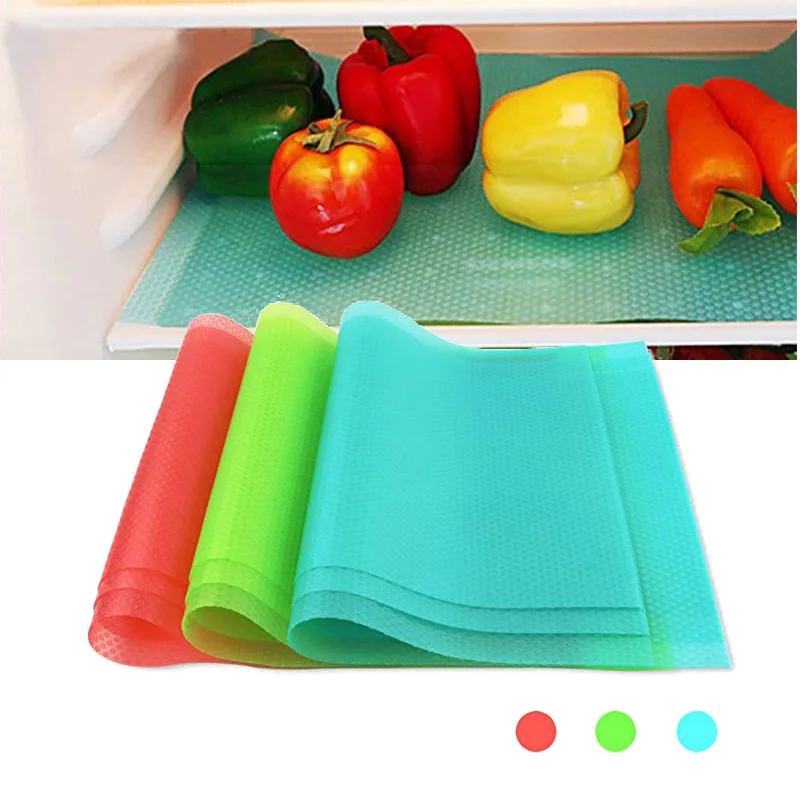 

4pcs/set Refrigerator Pad Antibacterial Antifouling Mildew Moisture Tailorable Pad Refrigerator Mats Fridge Waterproof 29*45cm