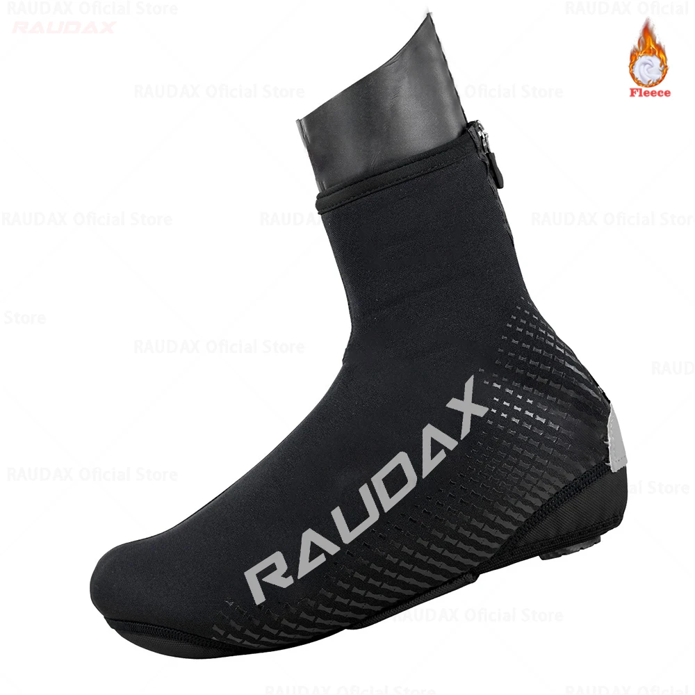 Raudax-Fleece Zip Cycling Shoe Cover for Men MTB Bike Shoes Cover Bicycle Overshoes Sport Winter bicycle shoe covers
