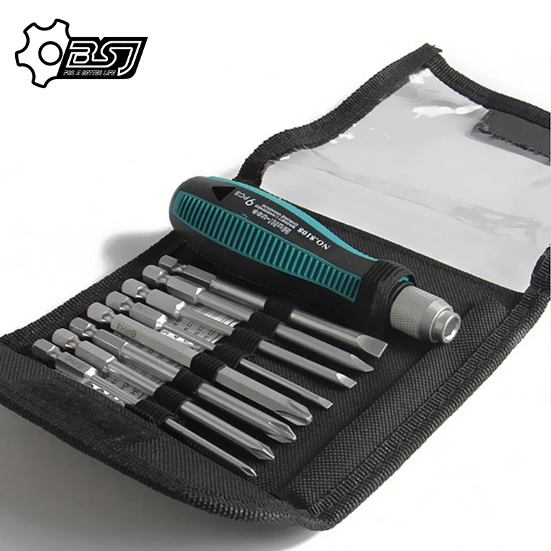 

9Pcs Precision Screwdriver Set 1/4"/6.35mm Slotted Bits with Magnetic Multitool Home Appliances Repair Hand Tools Screw Driver