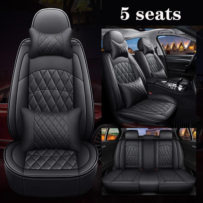 Blue Black Luxury Leatherette & Fabric Car Seat Covers VW Sharan Touran Touareg 
