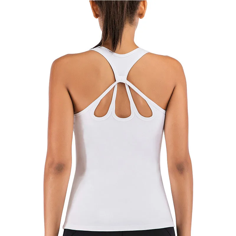 

Women Lightweight Strappy Crisscross Muscle Yoga Tank Top with Built-in Pads