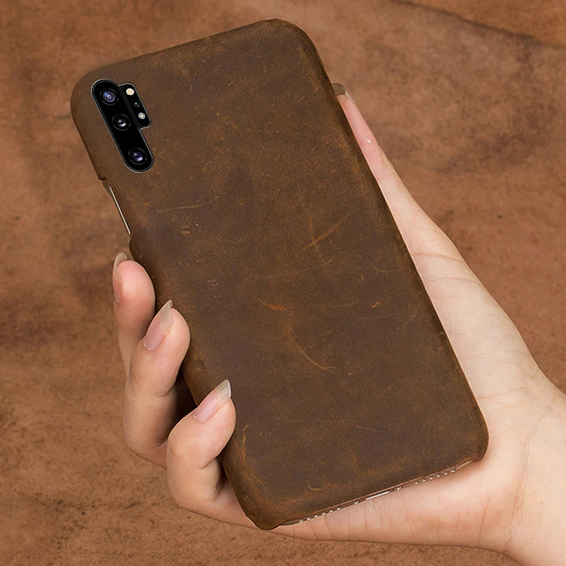 Genuine PULL UP Leather phone case for Samsung galaxy Note 10 Note 10 Pro A50 A70 3