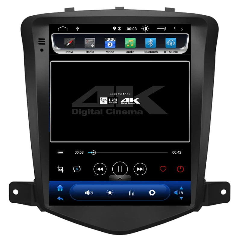 Tesla стиль Android автомобильное радио gps-навигация, dvd-плеер для Chevrolet Cruze 2009-2013 ips экран 2 Din поддерживает CarPlay OBD wifi