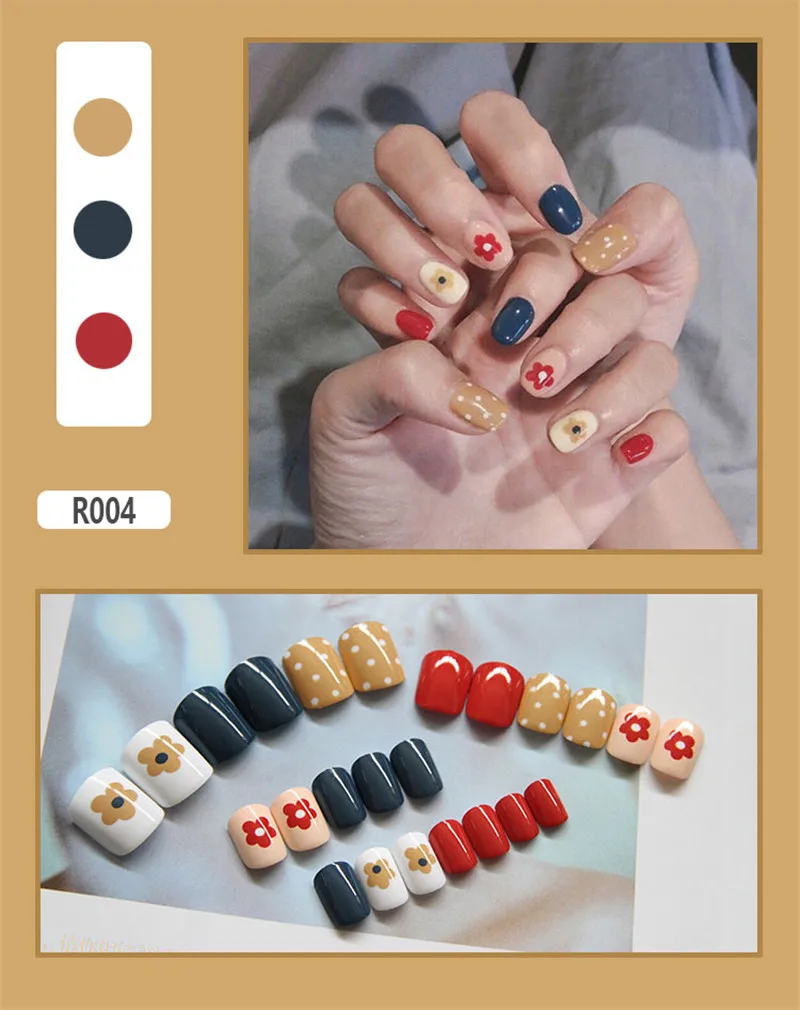 24 шт поддельные ногти красивые квадратные кончики для ногтей 3D Клубника/градиент искусственный пресс на ногтях маникюр с 1 шт желе наклейки
