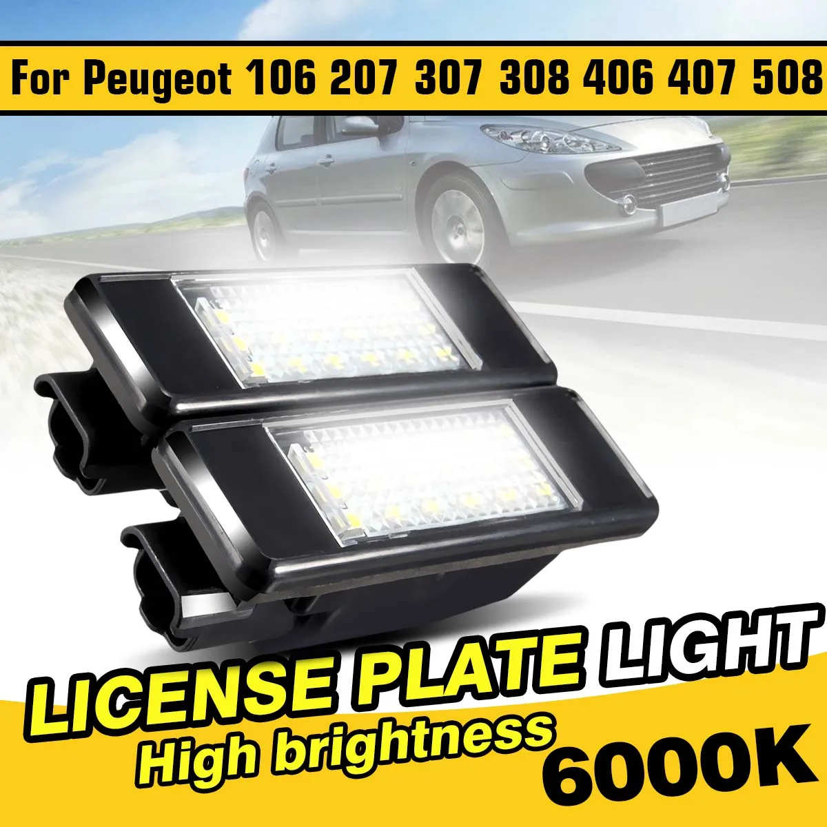 Luz trasera de coche para placa de matrícula de Peugeot y Citroen, lámpara de 6000K y 18 LED Luz trasera de coche para placa de matrícula de Peugeot y Citroen, lámpara de 6000K y 18 LED
