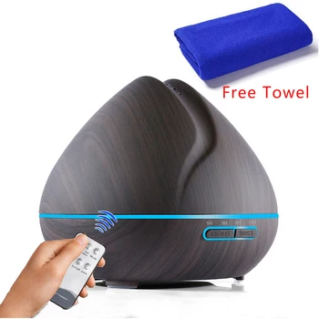 

550ML Air Humidifier Aromatherapy Essential Oil Aroma Diffuser With Remote Control Wood Grain 7 Color LED Lights For Home