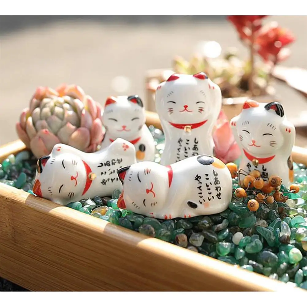 Adeeing 5Pcs/Set Cute Ceramic Fortune Cat Shape Chopstick Rest Penholder for Kitchen Table | Дом и сад