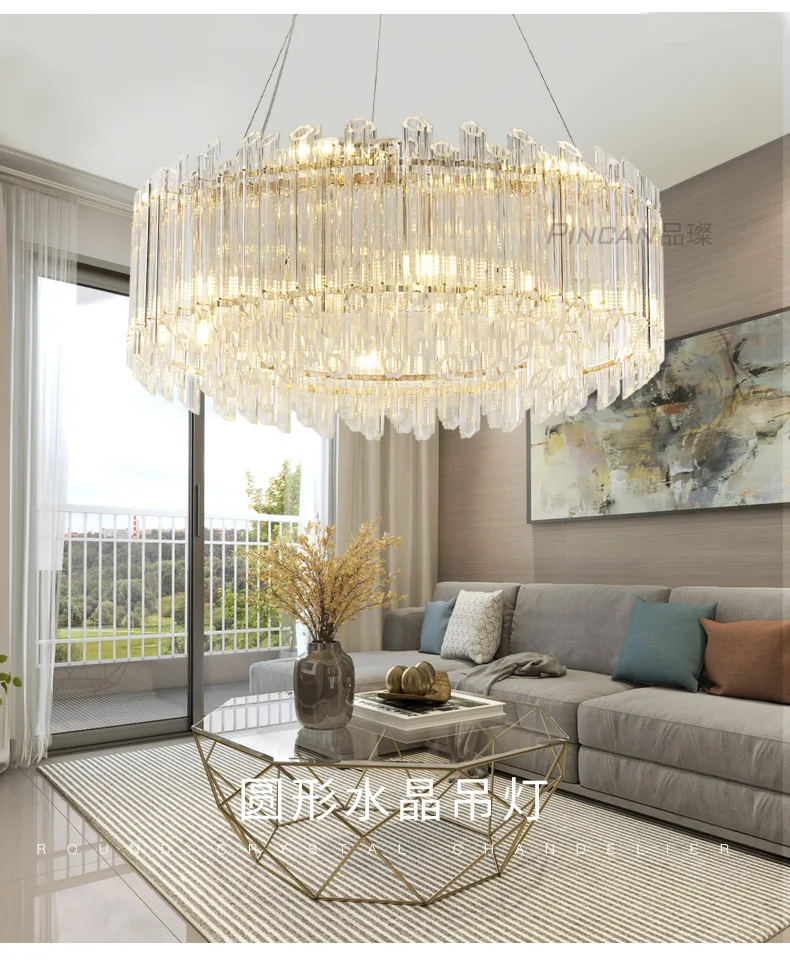 Postmodern crystal lamp living room dining room chandelier round light luxury creative personality glass home lighting
