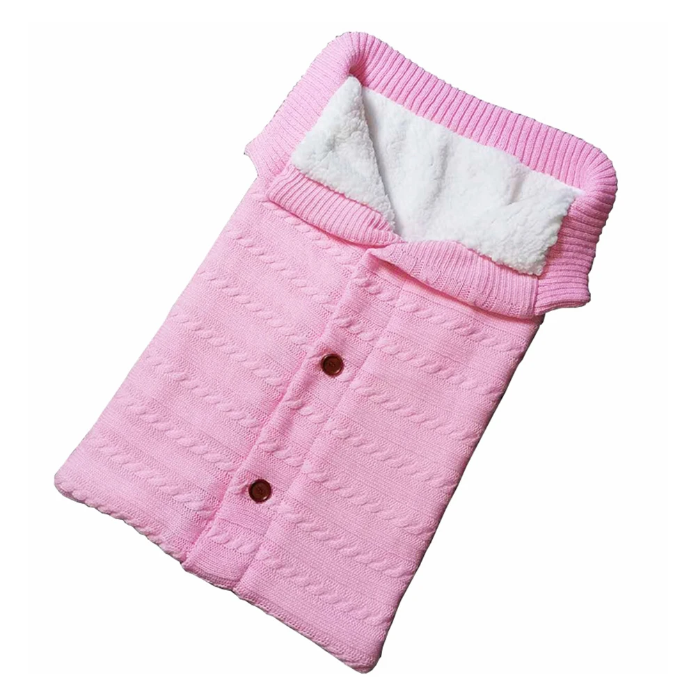 LOOZYKIT, вязаный шерстяной Теплый спальный мешок для новорожденных, зимний детский спальный мешок, муфта для коляски, вязаный спальный халат - Цвет: pink
