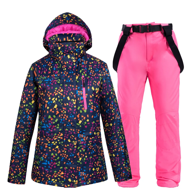 Лыжные куртки и брюки, женский лыжный костюм, комплекты для сноуборда, очень теплые ветрозащитные водонепроницаемые для снежной улицы, зимняя одежда - Цвет: W6