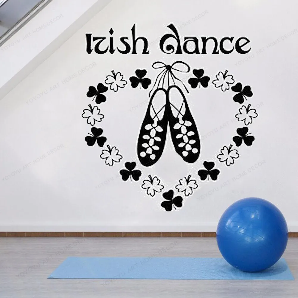 Autocollant Mural De Danse Irlandais En Vinyle Design De Chaussures Decor De Studio De Danse Scene Celtique Decoration Murale Hj470 Aliexpress
