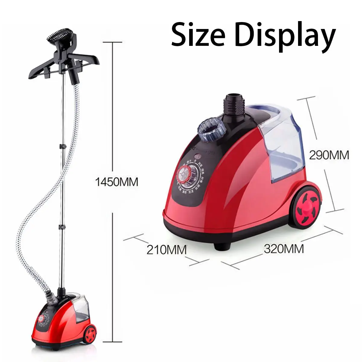 

Adjustable Electric Garment Steamer Fabric Curtain Silk Clothes Household Iron Heat W/ 1.8L Water Tank 26s Fast Steam Machine