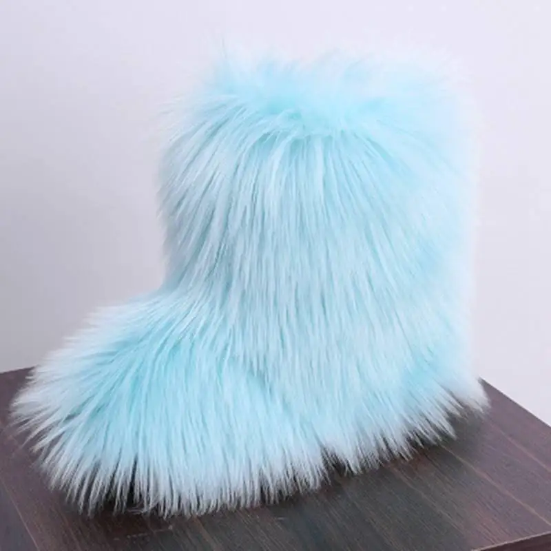 REAVE CAT/зимние женские теплые ботинки; теплые лыжные ботинки на плоской подошве из натурального меха страуса и перьев; botte - Цвет: light Blue