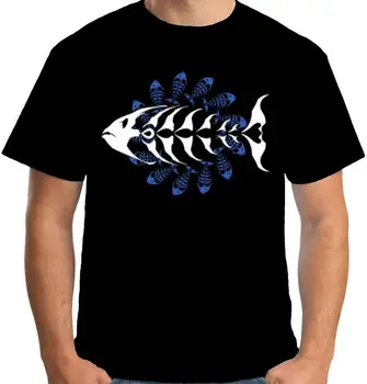 

Velocitee Mens Tribal Bone Fish T Shirt Weird Skeleton Fashion A00694