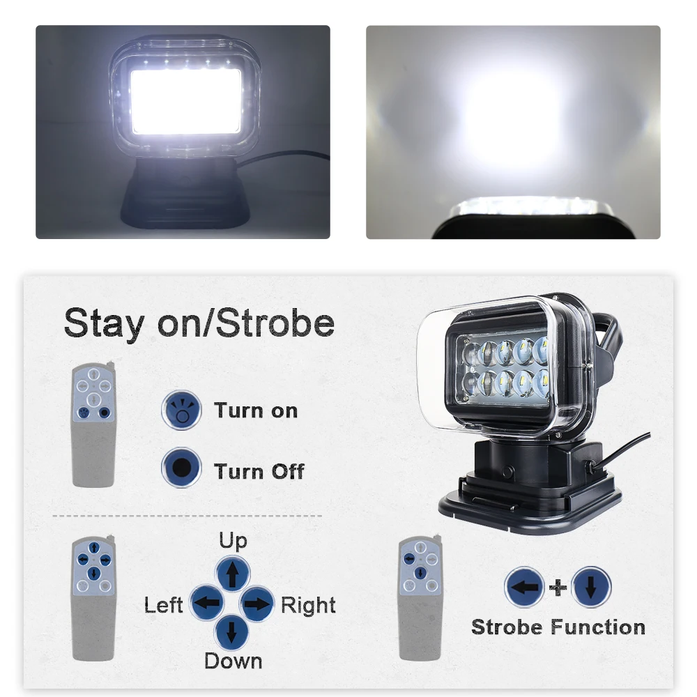 7 Inch 50W Led Remote Control Light Wireless