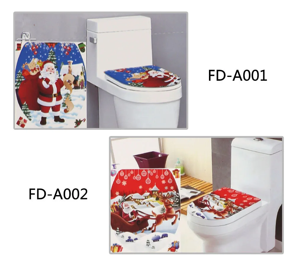Рождественский липкий коврик для туалета, персональный стикер для туалета, мультяшная Рождественская елка, Санта-Клаус, стикер для туалета, Рождественское украшение для ванной