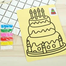 Высокое качество, очень большая желтая основа, набор для рисования песком, детский набор для рисования песком, подарок, наклейки ручной работы, цветной песок, сделай сам, Educat