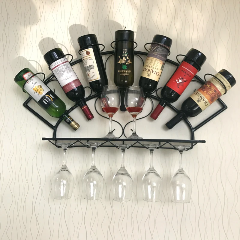 Wine Rack Wall Hanging Wine Rack Simple Modern Hanging Wine Cabinet Wine Glass Holder Wall Hanging Fan Shape Creative Ornaments