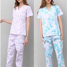 Скрабы, медицинская форма для женщин, с коротким рукавом, с принтом, хирургическая медсестра, аптека, больница, салон красоты, скраб, наборы, клиническая форма