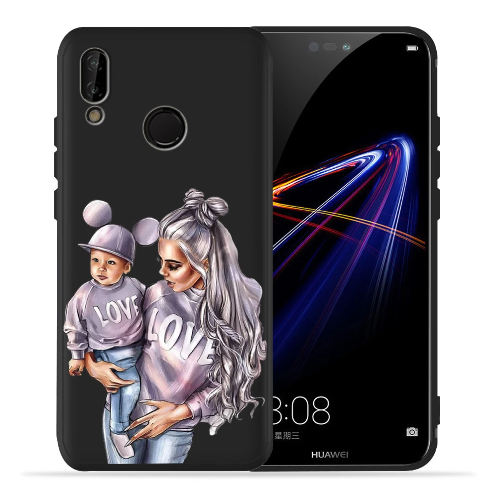 Модный черный чехол для телефона с надписью Super Mom и Baby Girl Huawei P40 Lite Honor 8 9 10 honor 9X 20 P