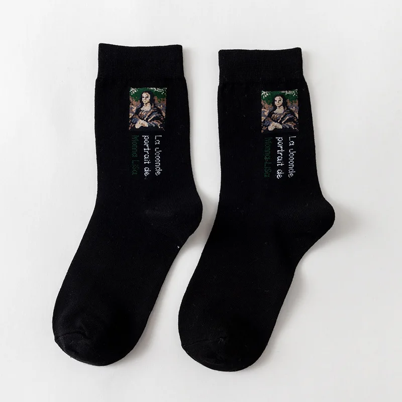 5 пар/лот, женские носки, Индивидуальные Ретро-носки, Литературная абстрактная серия масляной живописи, носки, хлопковые носки, набор, носки для девочек