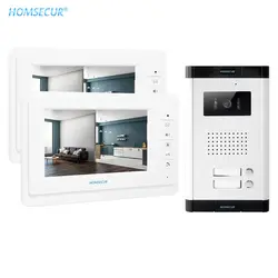 HOMSECUR Проводной 7 " 2-Блока-Квартира Видеодомофонная Система ИК Камера XM701 + XC061-2