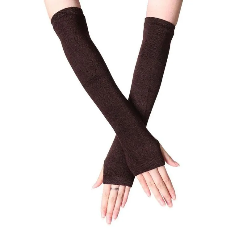 Unisex Long Fingerless Gloves Gloves Arm Cover Striped Cotton Wrist Sleeves Arm Warmer Sleeve Knitted Gloves Womens Fingerless