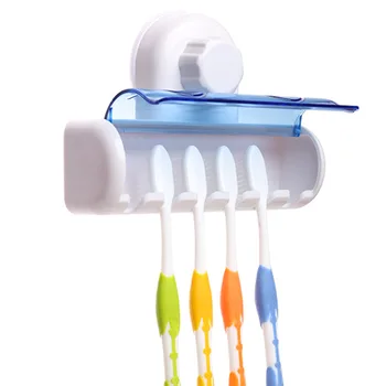

Bathroom Accessories Set 6 Position Toothbrush Holder Wall Mount Tooth brush Storage Rack Suction Cup Toothbrush Organizer