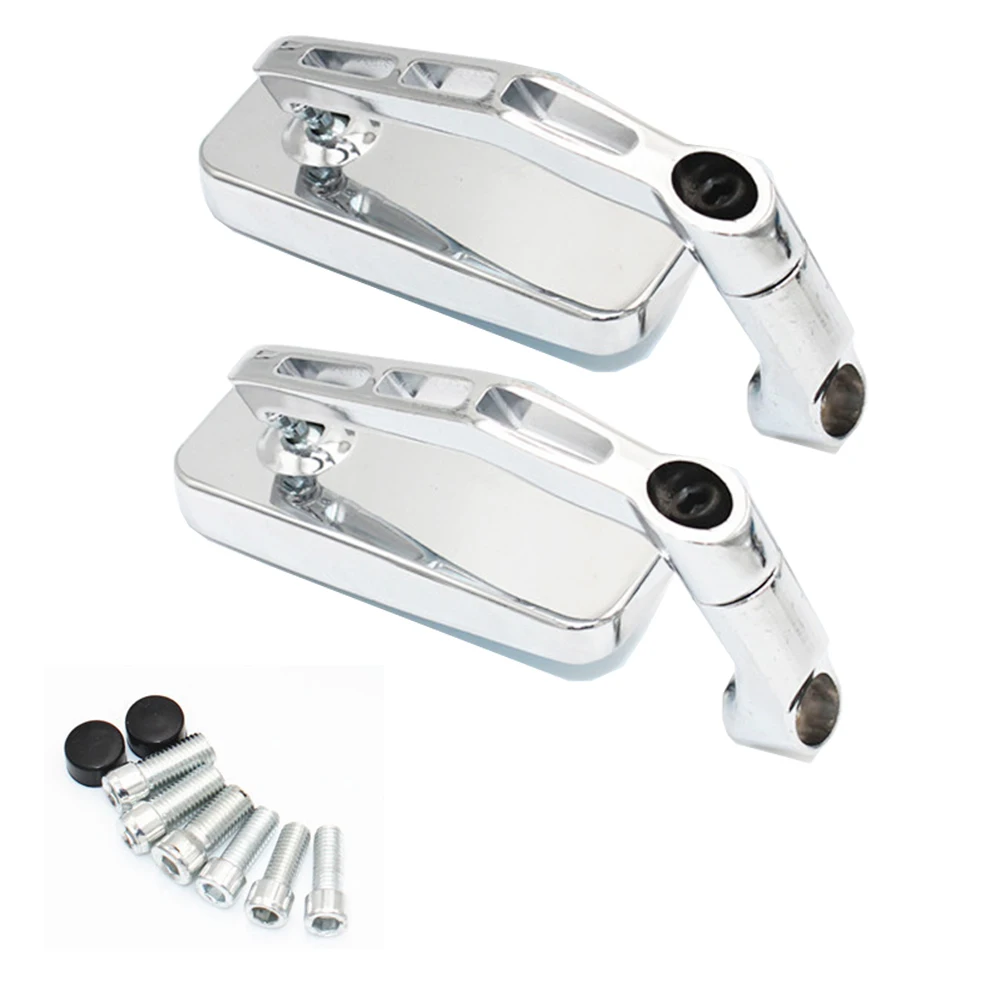 Universal 8mm 10mm Motorcycle Handle Bar End Rear Side View Mirrors Aluminum Rectangle Blind Spot Blue Rearview Side Mirror