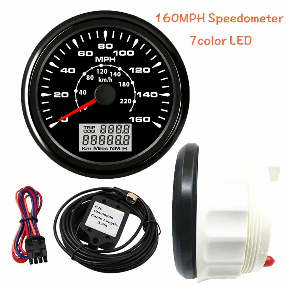 

85mm Car Truck GPS Speedometer Motorcycles Accessories Speed Measurement Odometer 7 Color LED Digital Gauges 160MPH Marine