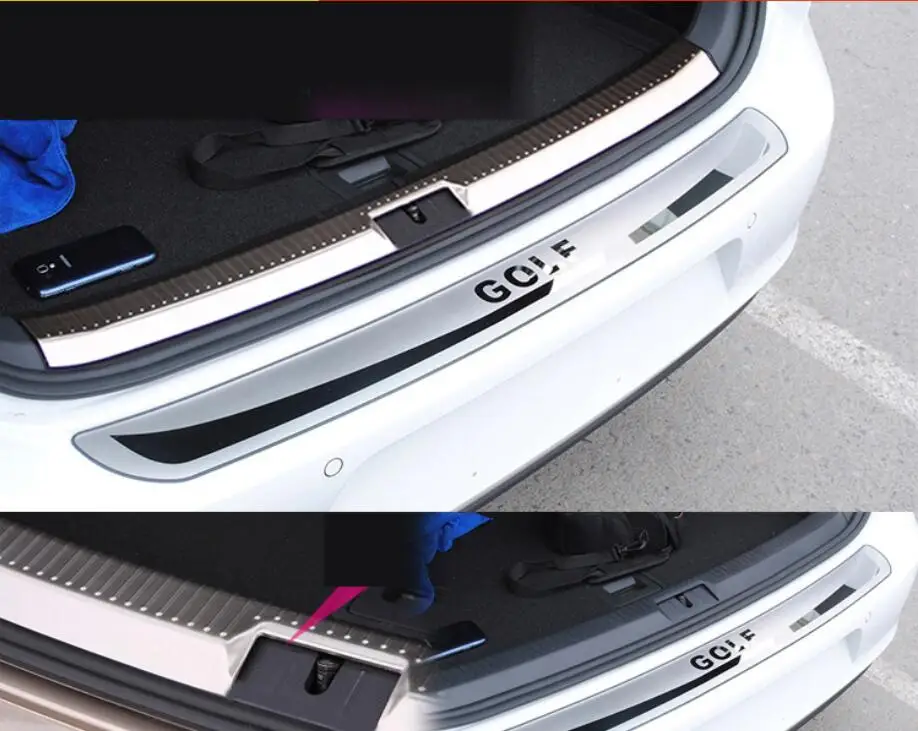 stainless steel car Rear Bumper Protector Sill Trunk Tread Plate Trim for Volkswagen Golf 7 2012 Car styling 2PCS