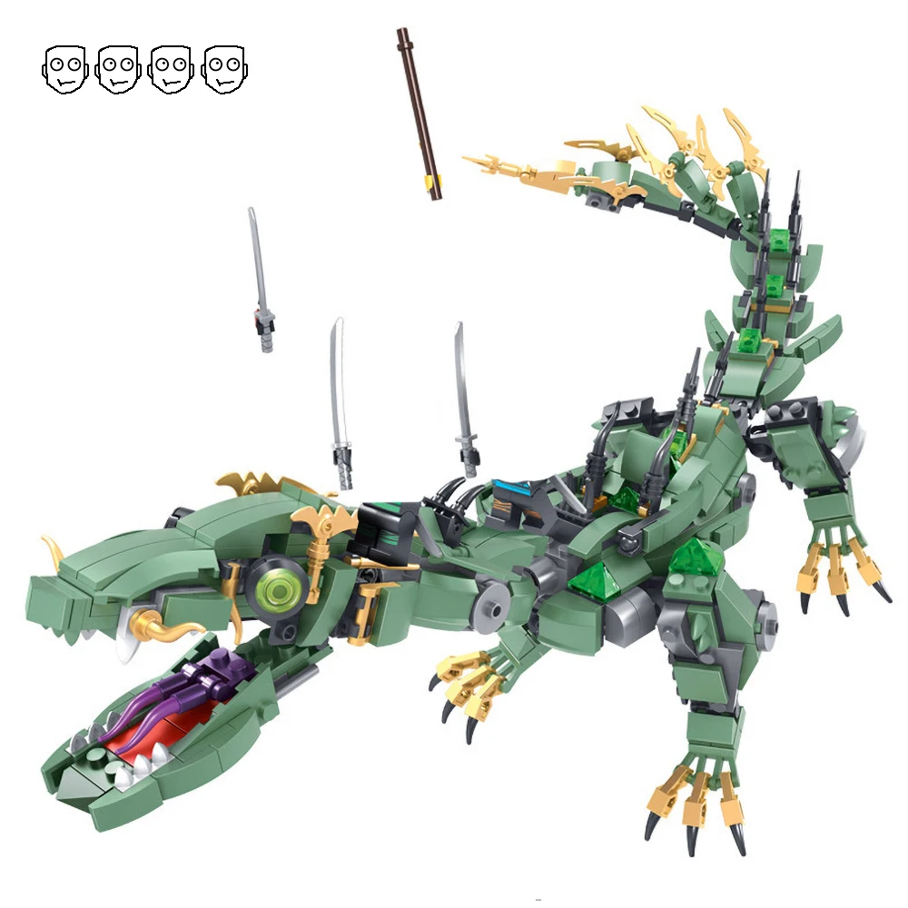 Pаспродажа Летающий зеленый ниндзя Дракон Mecha совместимый Ninjagoes 70612 набор миньфиг фигурки DIY строительные блоки игрушки для детей Подарки для мальчиков