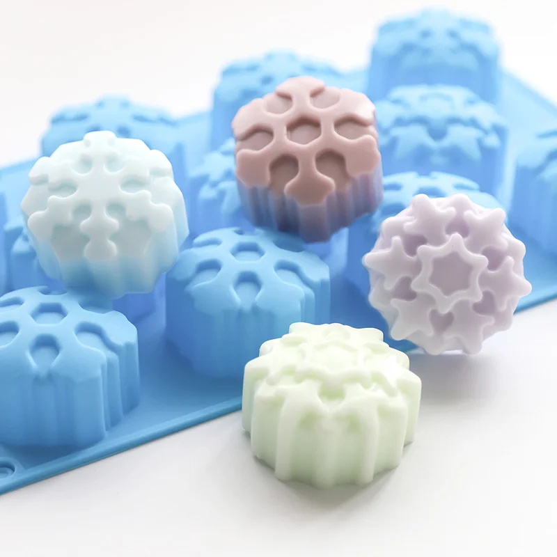 11 Cavities Christmas Soap Mold 3d Snowflakes Soap Molds for Soap Making Handmade Soap Silicone Mold Chocolate Cake Mold