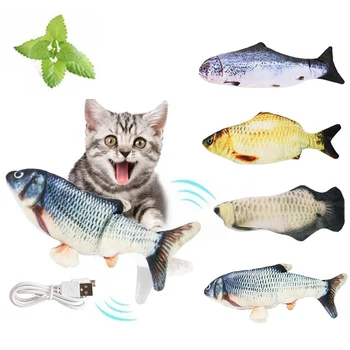 

30 cm Pet Cat Toy USB Charging Simulation Electric Dancing Moving Floppy Fish Cats Toy For Cat Toys Interactive Dog Rechargable