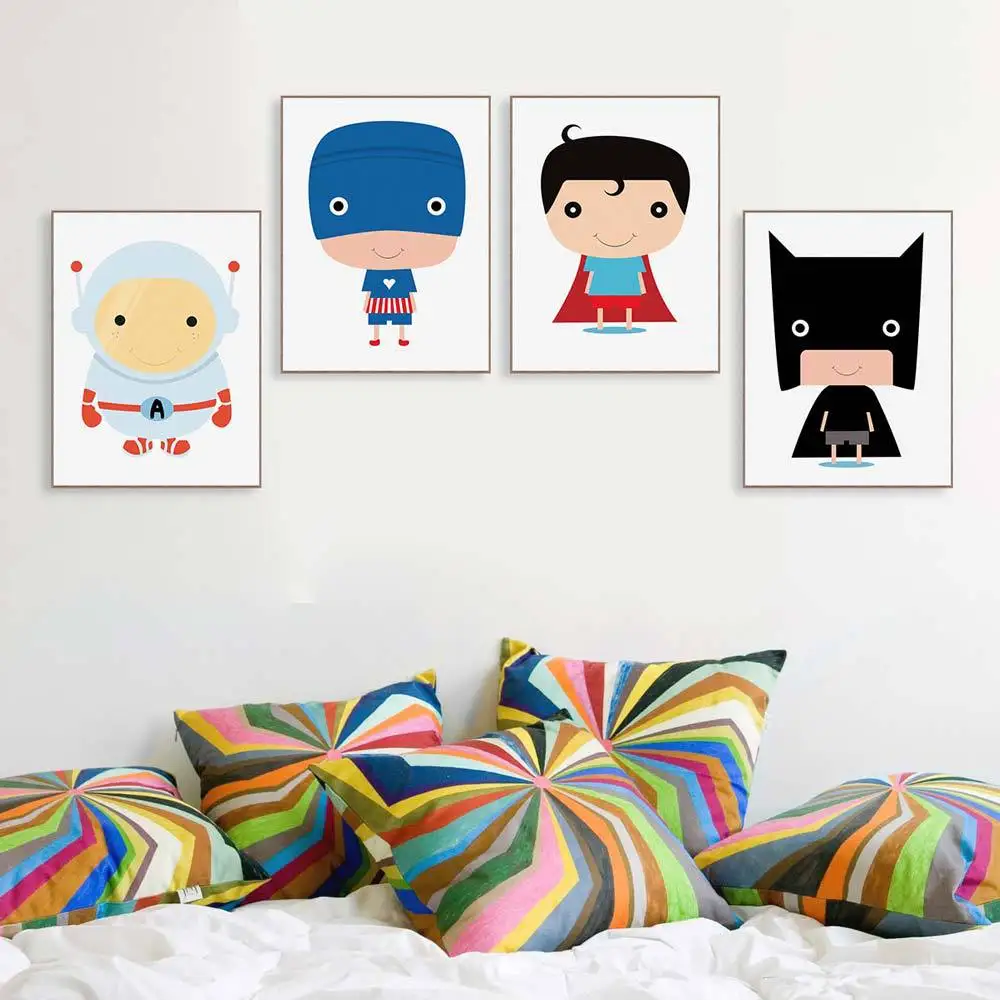 

New Style Hot Sales Northern European-Style Modern Minimalist Cute Superhero Batman Painting Core Customizable CHILDREN'S Room D