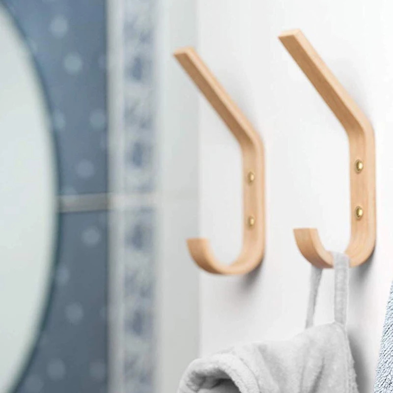 

2 Pcs Wood Coat Hook Wall Mounted Vintage Single Hook Hat Rack Towel Hanger Wood Wall Hooks Wall Organizer Decorative Heavy Duty