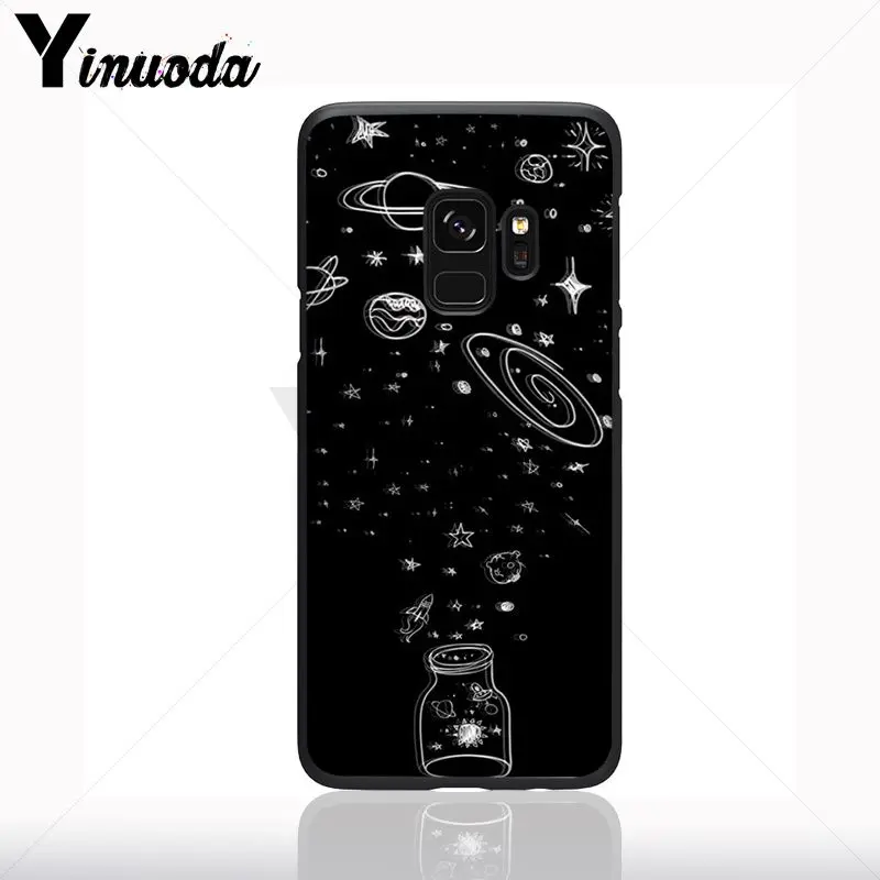 Ruang Bulan Astronot Hitam Cell Phone Case untuk Samsung Galaxy S10plus S9 Plus S8plus S10E A50 A70 A10 Kasus Ponsel