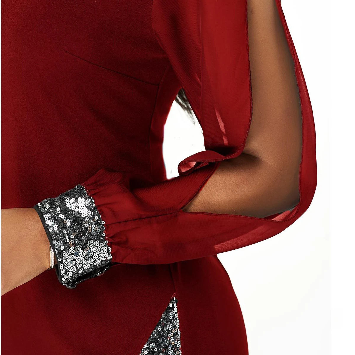 Шифоновая блуза осень платье Для женщин сексуальное платье с v-образным воротом, из кусков, с блестками коктейльное платье для банкета, вечеринки Повседневное размера плюс тонкое облегающее платье