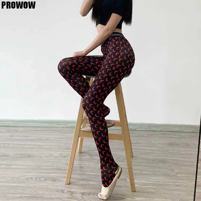 

2020 Designer Moon Print Women Trousers Summer High Waist Woman Pencil Pants Streetwear Stretch Ice Silk Leggings Sweatpants