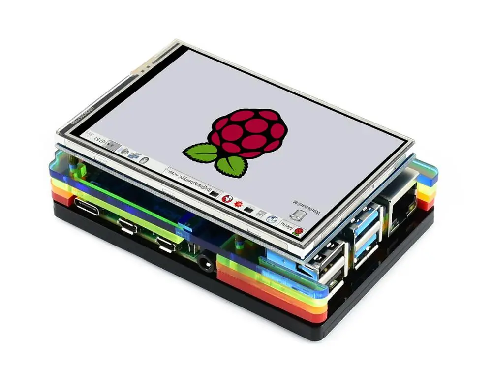 Waveshare разноцветный Радужный акриловый чехол для Raspberry Pi 4, с охлаждающим вентилятором, Пыленепроницаемость, хорошее рассеивание тепла