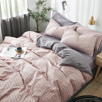 

Simple Geometric Cartoon Print Bedding Set Four Season Modern Comforter Soft Cotton Duvet Cover Quilt Cover Pillowcase Bed Set