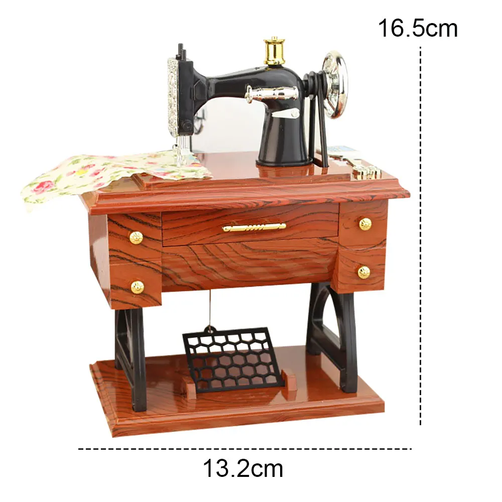 Musical Boxes Sewing Machine Retro Gift Decoration Vintage Clockwork Style ABS
